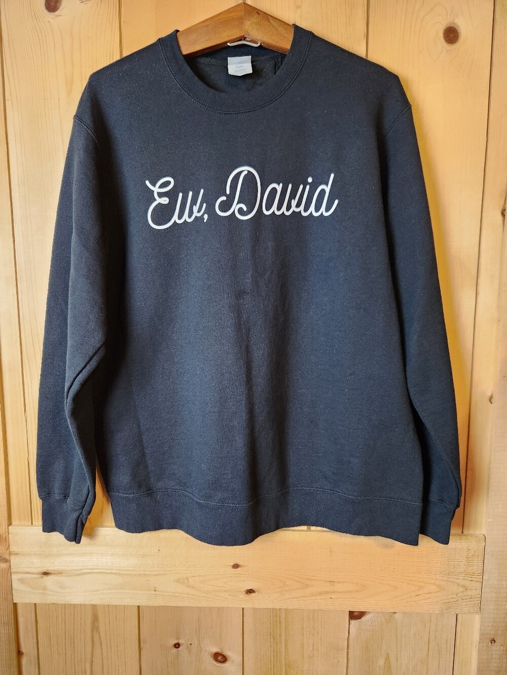 Schitt's Creek "Ew, David" Port & Company Black Crewneck Sweatshirt
